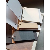 Rounded-corner loose-leaf notebook, stamp-free blank kraft paper with black and off-white inner