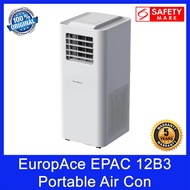 EuropAce EPAC 12B3 Portable Air Con. 3-in-1 Aircon + Dehumidifier + Fan. Self Evaporating. 5 Year Warranty. EPAC12B3