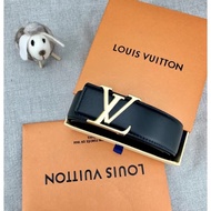 Louis Vuitton Simple Luxury LV Metal Buckle Plain Two-Layer Cowhide Leather Business Men's Belt