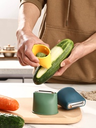 เครื่องปอกผักผลไม้อุปกรณ์ครัวอเนกประสงค์เครื่องขูดเครื่องหั่นแครอทปอกมันฝรั่งสแตนเลสพกพา