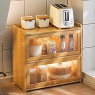 🇲🇾Minimalist Muji Nordic Bamboo Cabinet Kitchen Pantry Countertop Retro Storage Cabinet