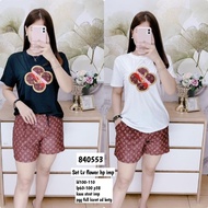 Premium SET WOMEN'S TOP T-SHIRTS + IMPORTED SHORTS LV FLOWER FASHIONABLE T-SHIRTS 840553