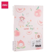 Sổ Còng 6 Lỗ Nhựa Deli A5/B5 Có Thể Tháo Gáy Bìa Xinh Have A Cute Day 50 Tờ 100 Trang | Sổ Học Sinh