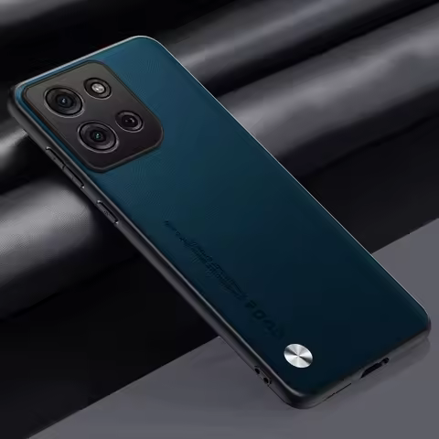 For Motorola Moto G15 Plain Skin Leather Case Cover Soft Frame Camera Protection Moto G05 G35 G55 G8