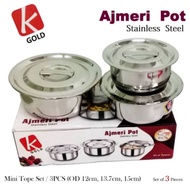 Ajmeri pot stainless steel pot with (Free gift selagi stock masih ada)