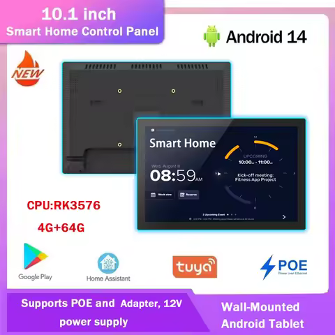 2026 New 10.1-inch Wall-Mounted Android POE Tablet Smart Home Control Panel with Four-Sided LED Ligh