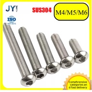 304 stainless steel round head hexagon screw pan head hexagon screw semi-round cup bolt M4/M5/M6 * L