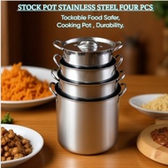 Stainless Steel Cooking Pot Set 4pcs 23cm 25cm 27cm 29cm with Handle for Kitchen Use Durable Periuk 