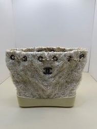 Chanel 香奈兒 25開 白色粗花毛呢pvc流浪雙肩包 底20cm