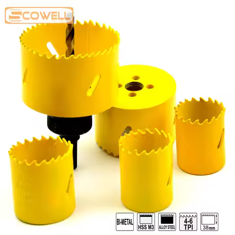 HSS Bimetallic 4/6TPI Hole Saw Cutter Professional Crown Saw Blades With Arbor Drill Bits For Wood M