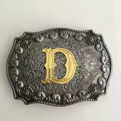 17 Different Style Western Men's Golden Initial Letter Belt Buckle A B C D E G H J K L M P R S T U W