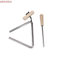 NEXARIA‌ Triangle Instrument, with Striker Percussion Bell Rhythm Steel Triangles, Gift Wood Orchest