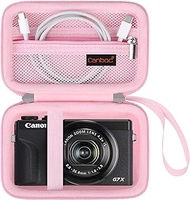 Canboc Camera Case for Canon PowerShot G7 X Mark II/ G7X Mark III Digital 4K Vlogging Camera, Point and Shoot 4K Video Camera Bag, Zipper Mesh Pocket fits USB Cable, Batteries, Pink