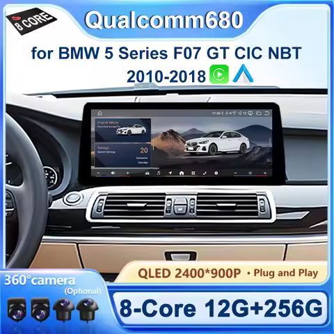 12.3" 2K Screen CarPlay Android Auto For BMW 5 Series F07 GT 2010-2018 CIC NBT 535iGT 528iGT 2009-20