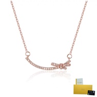 With Gra Certificate- Pt950 Platinum Smile Bow Necklace Silver Moissanite White Diamond Pendant