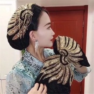 Turban Caps with Hairband Muslim Headscarf Bonnet Female Head Wraps Turbante Mujer Fashion Headwear