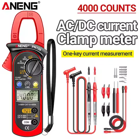 ANENG PN106 High-Precision Clamp Meter 4000 Count 600A AC/DC Current/600V Voltage/Resistance Capacit