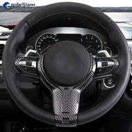 NOBELJIAOO Carbon Fiber Car Interior Steering Wheel Cover Trim For BMW X1 X2 X3 2016-2021 F Chassis 