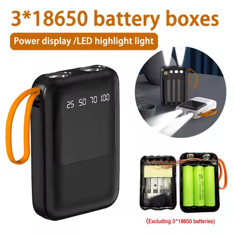 3x18650 DIY Battery Charger Case Fast Charging Portable Mini Power Bank Digital Display Box Welding-