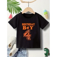 Basketball Birthday Number Print Boys T-Shirts 2 3 4 5 6 7 8 Years Birthday Basketball Kids Summer C