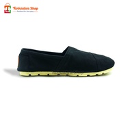 Sepatu Slip On Pria Selop Casual Kasual Shoes Santai Kain Tanpa Tali Anti Slip Hitam Polos