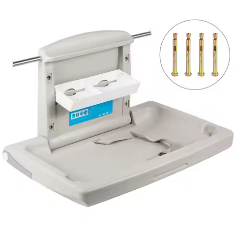 SucceBuy Baby Changing Station Commercial Wall Mount Baby Diaper Changing Table Fold Down Vertical R