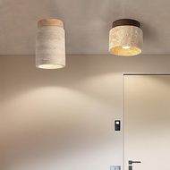 Vintage LED Ceiling Light,Wabi-Sabi Yellow Travertine Stone Ceiling Light For Bathroom Kitchen Bedro