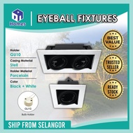 GU10 Eyeball Downlight Casing Adjustable Angle Recessed Ceiling Mounted Flushed Add On Bulb