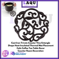 Cast Iron Trivets Coaster Vine Entangle Heat-Insulated Thermal Mat Placemat Cafe Coffee Tea Table  R