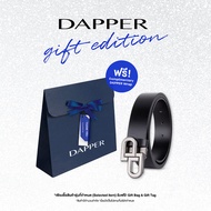 DAPPER เข็มขัดหนังแท้ DP Iconic Buckle Leather Belt สีดำ + DAPPER Gift Bag