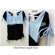 #S95 Ladies Small Size Blue Cum Black Colour T-Shirt Top Wanita Blaus Seluar Pakaian Wear Ladies Wom