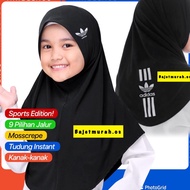 Tudung budak Sarung Sukan Mosscrepe Adidas | Sport Hijab | Instant Sport Mosscrepe Plain I muslim fashion kids I TSA