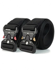 3pcs/2pcs/1pc Men's Outdoor Sports Tactical Belt, Multifunctional Nylon Webbing Quick Release Buckle