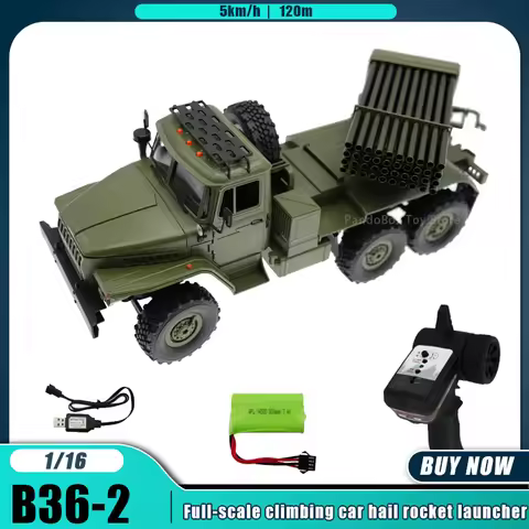 WPL B36-2 BM-21 1/16 Rc Car Hail Rocket Launcher 5KM/H Full Proportion Remote Control Climbing Car B