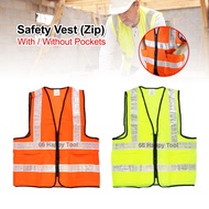 Safety Vest High Visibility Reflective Line Green/Orange Zip-Type Waistcoat Protective Jaket Keselam