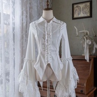 Retro Gothic Lolita Lace Flared Top - White