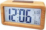 Fay Bless Wooden Alarm Clock, Smart Sensor Night Light with Snooze, Date, Temperature, 12/24Hr Switc