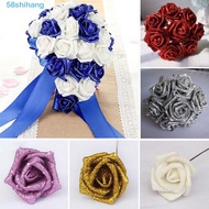 SHIHANG Foam Roses 10pcs Bride Bouquet Blue Roses Wedding Party Decor Artificial Flowers