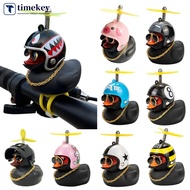 TIMEKEY Duck Toy with Sticker Silicone Broken Wind Black Duck Propeller with Helmet Ornaments for Ca