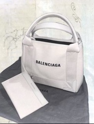 Balenciaga Navy Cabas Cloth Handbag XS 巴黎世家米色帆布手提/肩背托特包