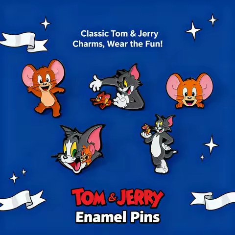 Tom and Jerry Cartoon Metal Brooch Pin Badge Alloy Jerry Mouse Character Jewelry Accessories