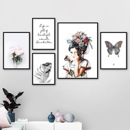 Frames Girl Flower Wall Art Canvas Painting Nordic Posters And Prints Wall Pictures For Living Room 