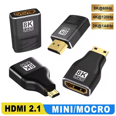 8K HDMI-Compatible Adapter Mini/Micro HDMI Adapter 8K 60Hz 4K 120Hz/144Hz Male To Female Converter F