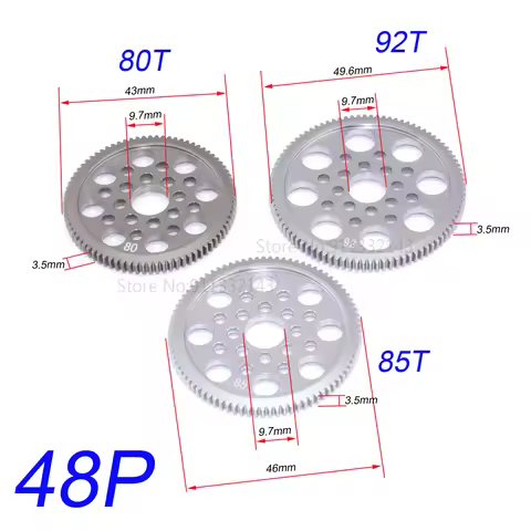 New 48P Metal Aluminum Spur Gear 80T 85T 92T For RC 1/10 Sakura D3 CS Drift Racing Car Fit CS S XI X