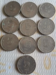 香港 英女皇 五元硬幣一套