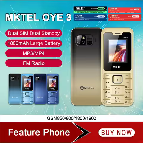 MKTEL OYE 3 Feature Phone 1.77inch Display 1800mAh Dual SIM Dual Standby MP3 MP4 FM Radio with Stron