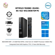 Dell OptiPlex 7020MC-i51450-8G-512-W11 Desktop PC (i5-14500T, 8GB, 512GB, Intel, W11P) DL-OPTI7020MC