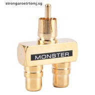 【strongaroetrtomj】 Copper Gold Plated RCA Audio Video Splitter 1 Male to 2 Female Converter Adapter SG