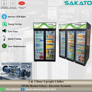 SAKATO 2 & 3 Door Upright Chiller (With Heater Glass - Inverter System)[800L - 1500L](Before Buy Pls