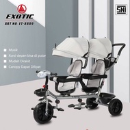 Exotic Sepeda Anak Bayi Balita Dorong Roda 3 Tricycle Exotic ET8809 2 Kursi Grey